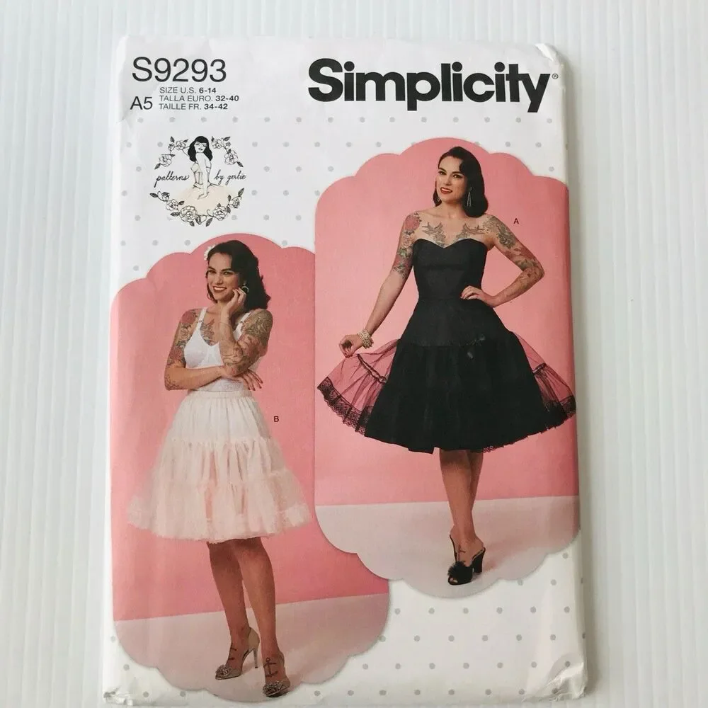 Simplicity Retro Dress Patterns S9296 & Petticoat Slip S9293 Rockabilly 6-14